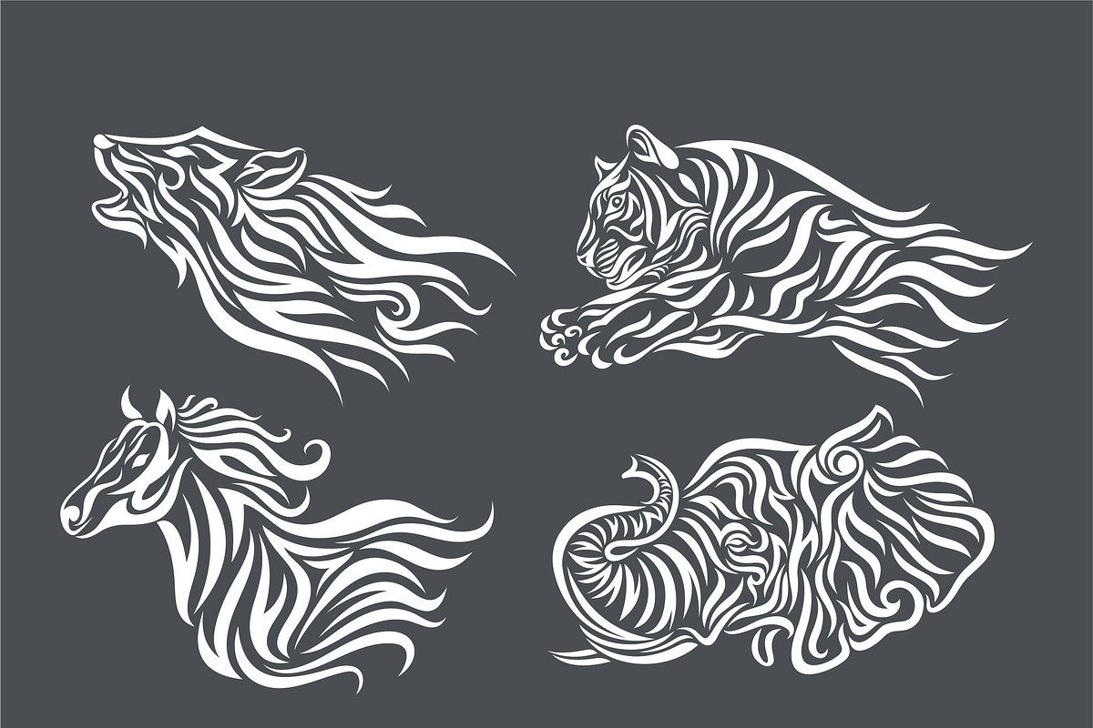 5 Wild Animal Tattoo, an Animal Illustration by weervector (Photo 4 of 4)