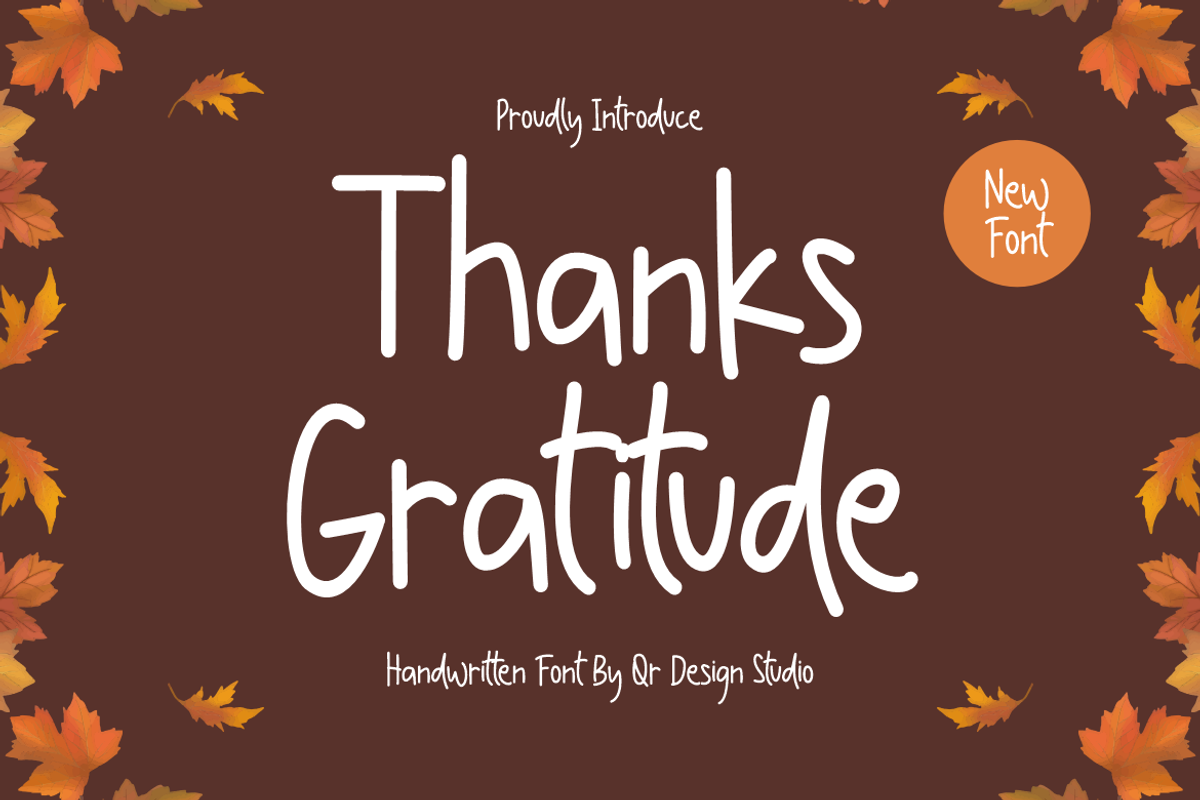 Thanks Gratitude - Thanksgiving Font, a Handwritten Font by QR Design Studio (Photo 1 of 7)