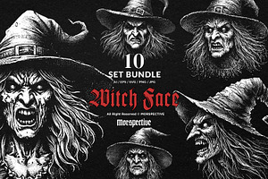 10 Bundle Dark Art Witch Head Women, an Illustration by Morspective