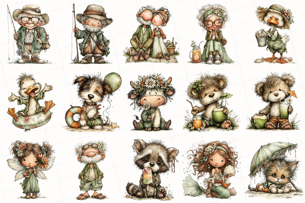 Whimsical Summer Clipart Bundle, an Illustration by OK Design (Photo 3 of 6)