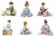 Easter Reading Girl Clipart, an Illustration by Designworld (Thumbnail 5 of 5)