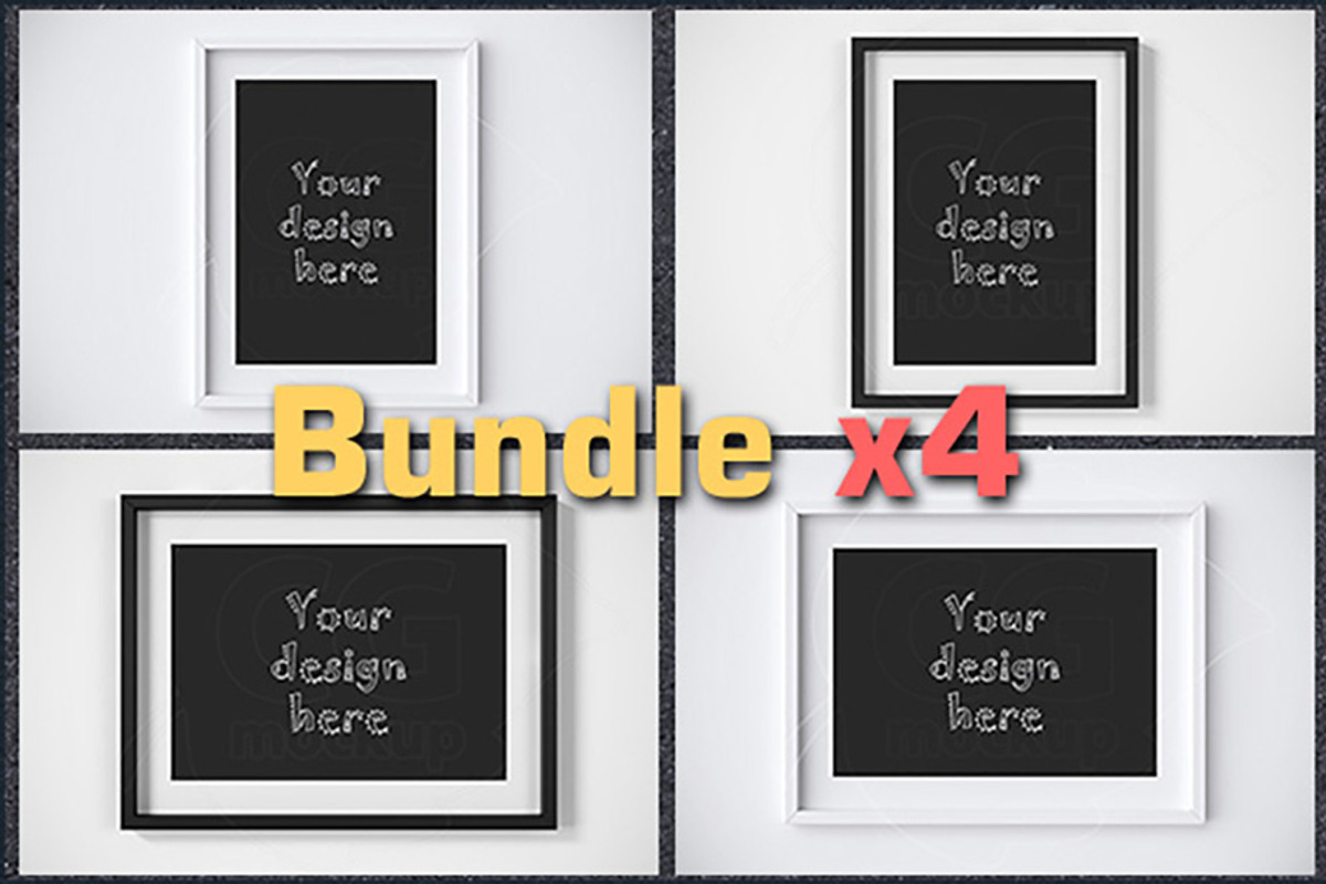 BUNDLEx4 matted frame mockup A4 size, a Print Template by CGmockup (Photo 1 of 5)