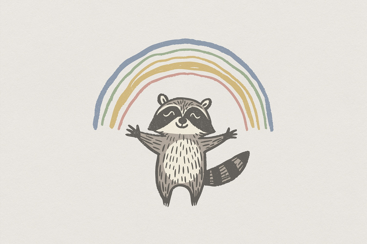 Raccoon PNG Under Rainbow, Cute, an Illustration by SharpMarketplace (Photo 1 of 3)