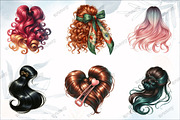 Hair Clipart,Long Hair, Natural Hair, a Graphic by designcity5 (Thumbnail 2 of 5)