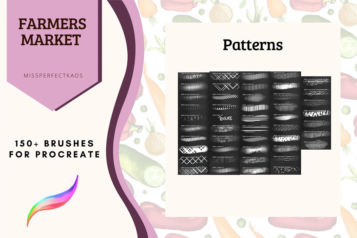 Farmers Market-150 Procreate Brushes, a Brush Add-On by MissPerfectKaos (Photo 4 of 11)