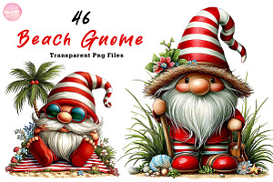 Watercolor Beach Gnome Clipart, an Illustration by CreationArt