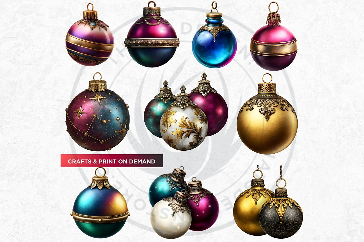 Christmas Baubbles Cliparts, a Seasonal Illustration by ThatsDesignArt (Photo 5 of 16)