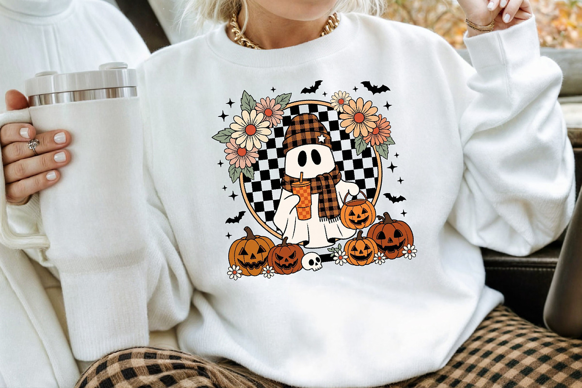 Cozy Fall Ghost with Pumpkins Art, a Seasonal Illustration by Creative Art (Photo 3 of 3)