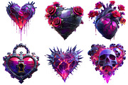 Gothic Valentine Hearts Clipart, an Illustration by Craft Nest (Thumbnail 7 of 9)