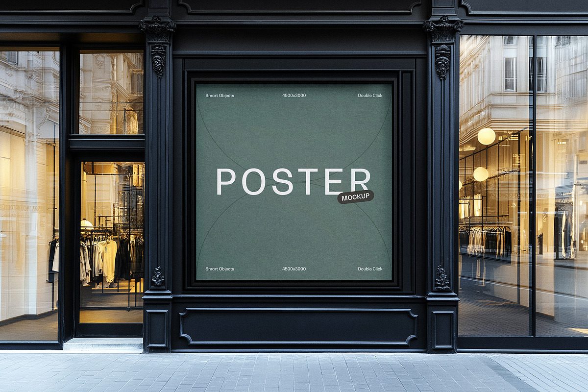 Square Storefront Poster Mockup, an Advertising Mockup by Design Squad