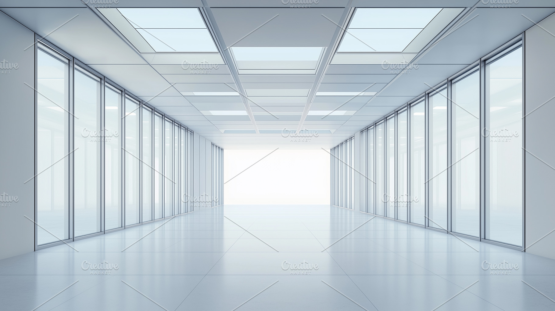 Modern white empty corridor, an Architecture Photo by MistyDay