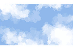 Sky with white cumulus clouds, an Illustration by Tati_Kli