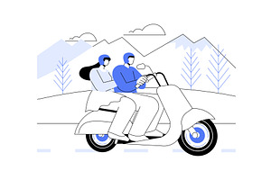 Scooter ride isolated cartoon vector, a Person Illustration by Visual Generation