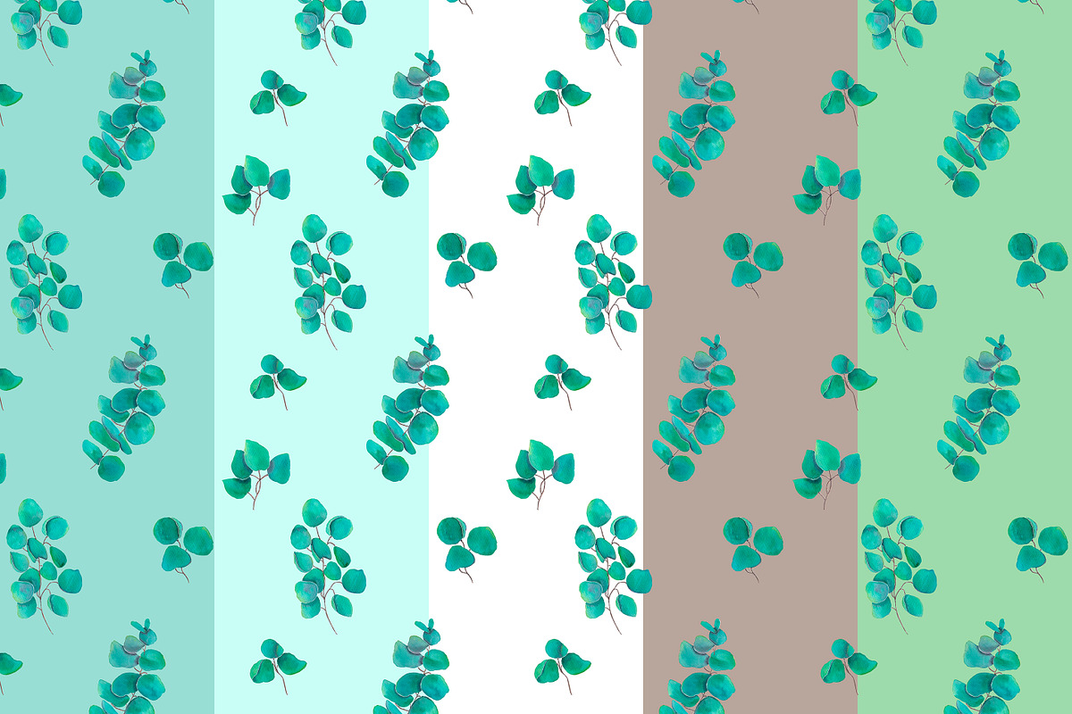 Eucalyptus digital paper watercolor, a Pattern Graphic by ...