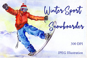 Watercolor Snowboarder winter sport, an Illustration by MaryAmi (Thumbnail 1 of 3)