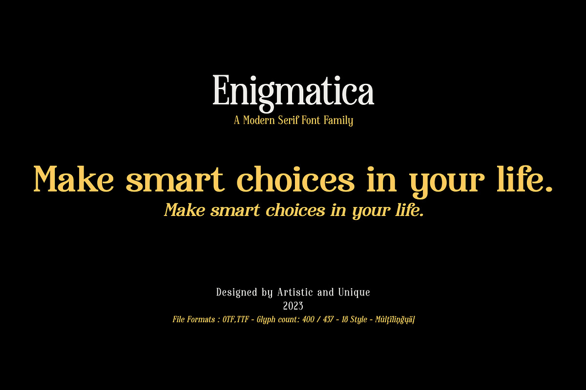 Enigmatica - Serif font family, a Serif Font by Artistic & Unique (Photo 7 of 15)