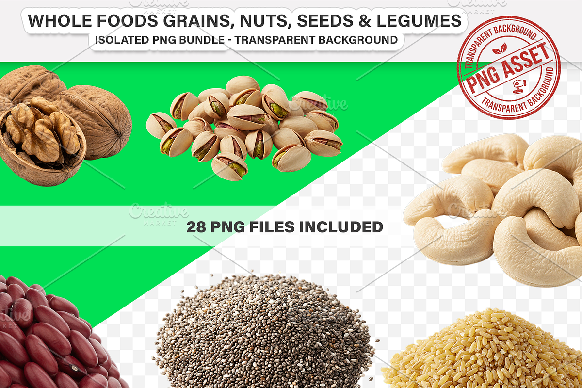 Foods Grains, Nuts & Seeds - PNG, a Food Illustration by Nurlan's shop (Photo 2 of 7)