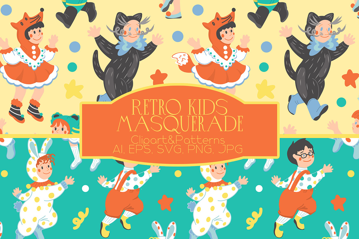 Retro kids masquerade, a Person Illustration by Carpet Tapete Pretzel (Photo 1 of 18)