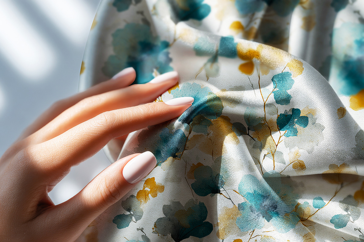 Fabric Mockup with Female Hand, a Merchandise Mockup by GraphicVil (Photo 5 of 9)