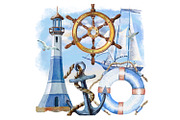Watercolor nautical illustration, an Object Illustration by AkvarelRiver (Thumbnail 18 of 18)