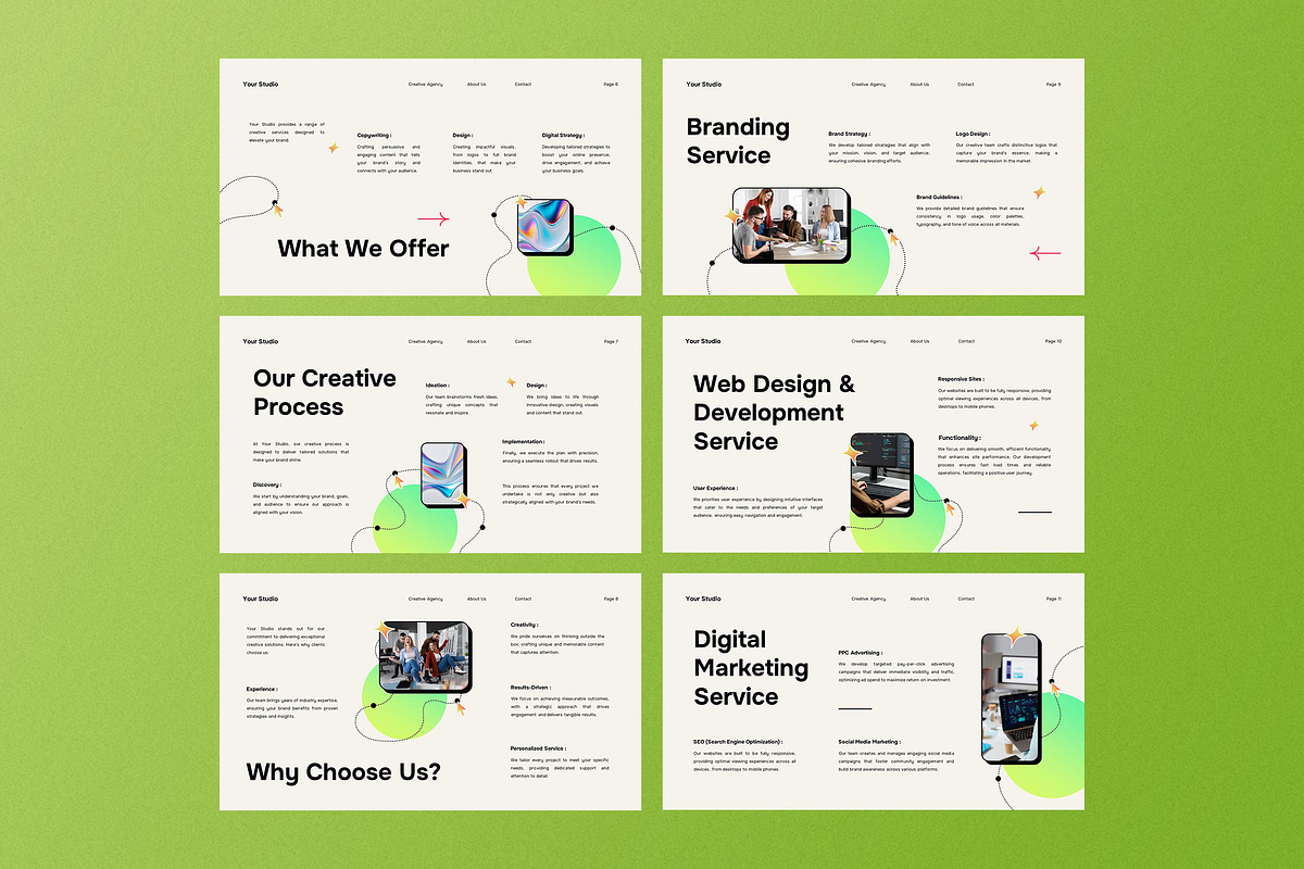 Green Agency Service Google Slide, a Presentation Template by Aiyari Graphic (Photo 3 of 5)