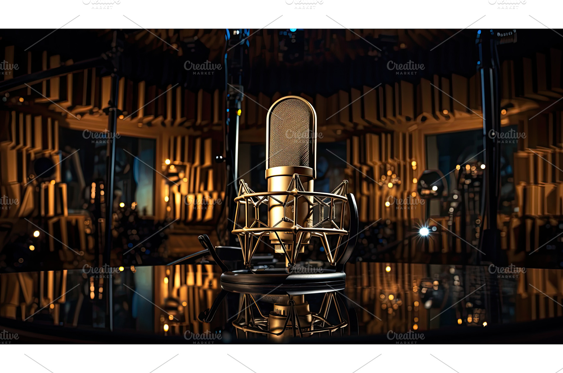 recording golden microphone ai, a Background Photo by pikepicture