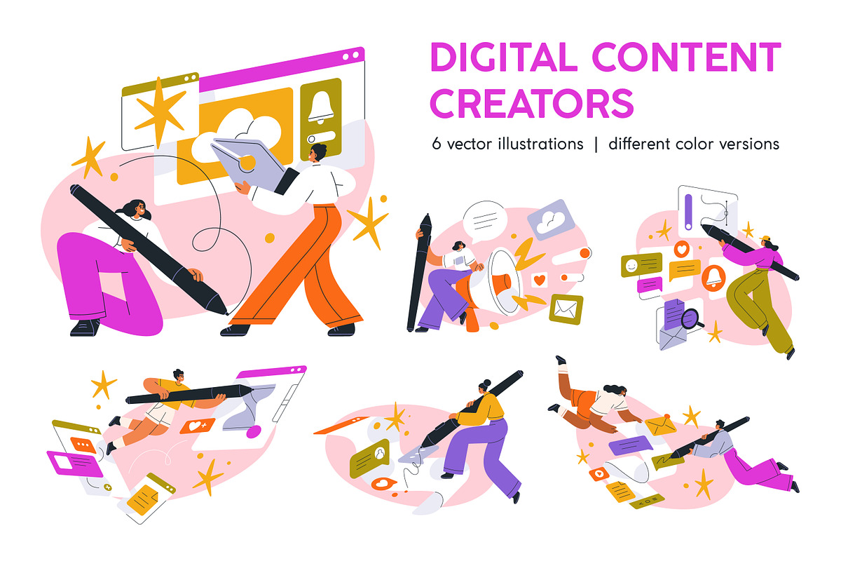 Digital content creators concept set, a Person Illustration by Good Studio (Photo 1 of 14)