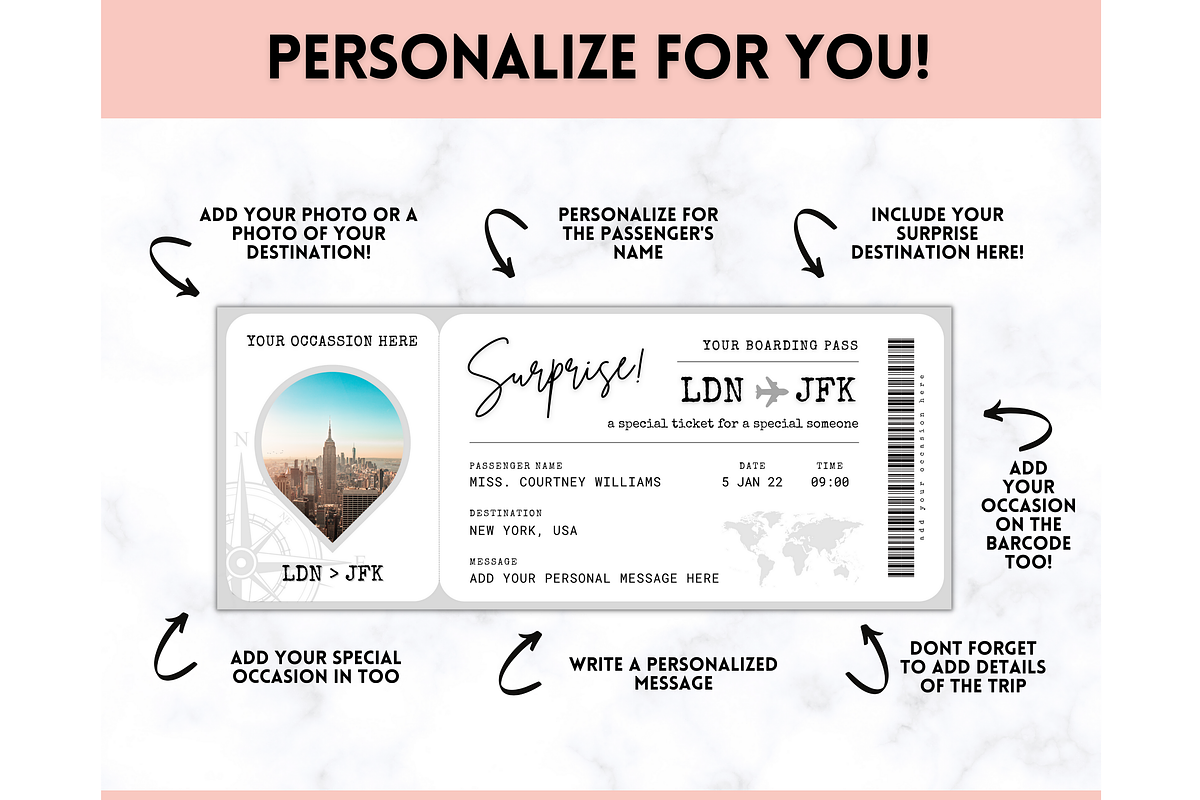 EDITABLE Boarding Pass Template, a Templates & Theme by Templatables (Photo 4 of 8)