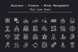 Business, Money, Fintech Line Icons