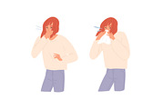 Sick girl sneezing, coughing, a Healthcare Illustration by Good Studio (Thumbnail 3 of 3)