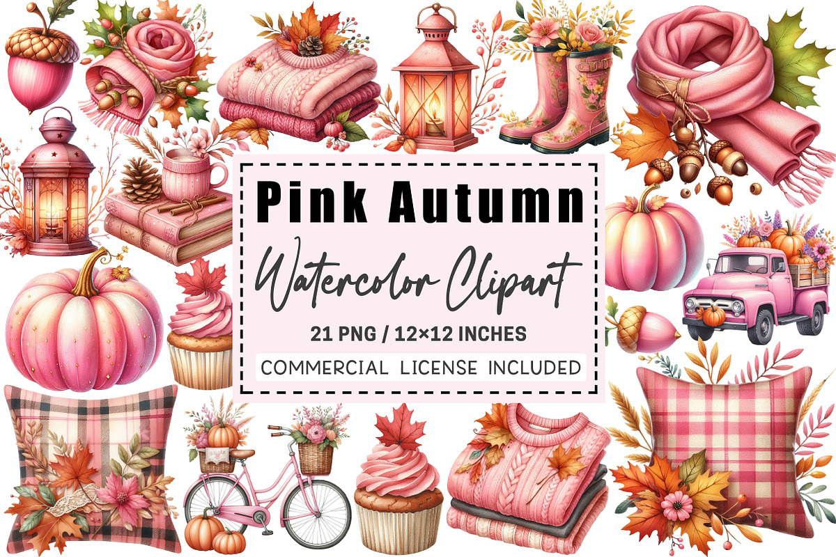 Pink Autumn Sublimation Clipart, a Graphic by CitraGraphics (Photo 1 of 4)
