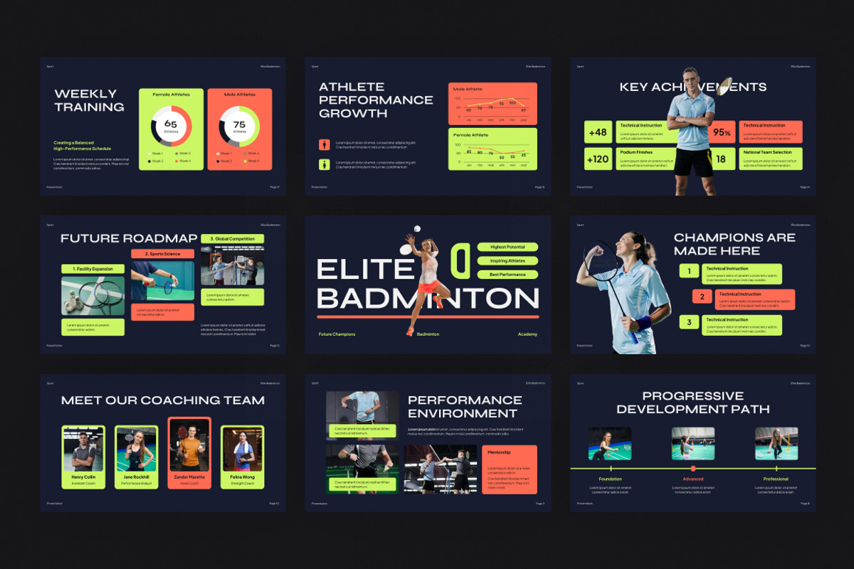Elite Badminton Google Slides, a Presentation Template by Loin Studio (Photo 3 of 4)