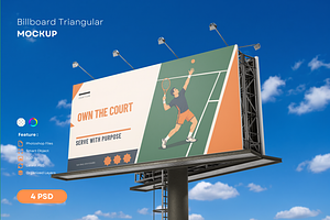 Outdoor Triangular Billboard Mockup