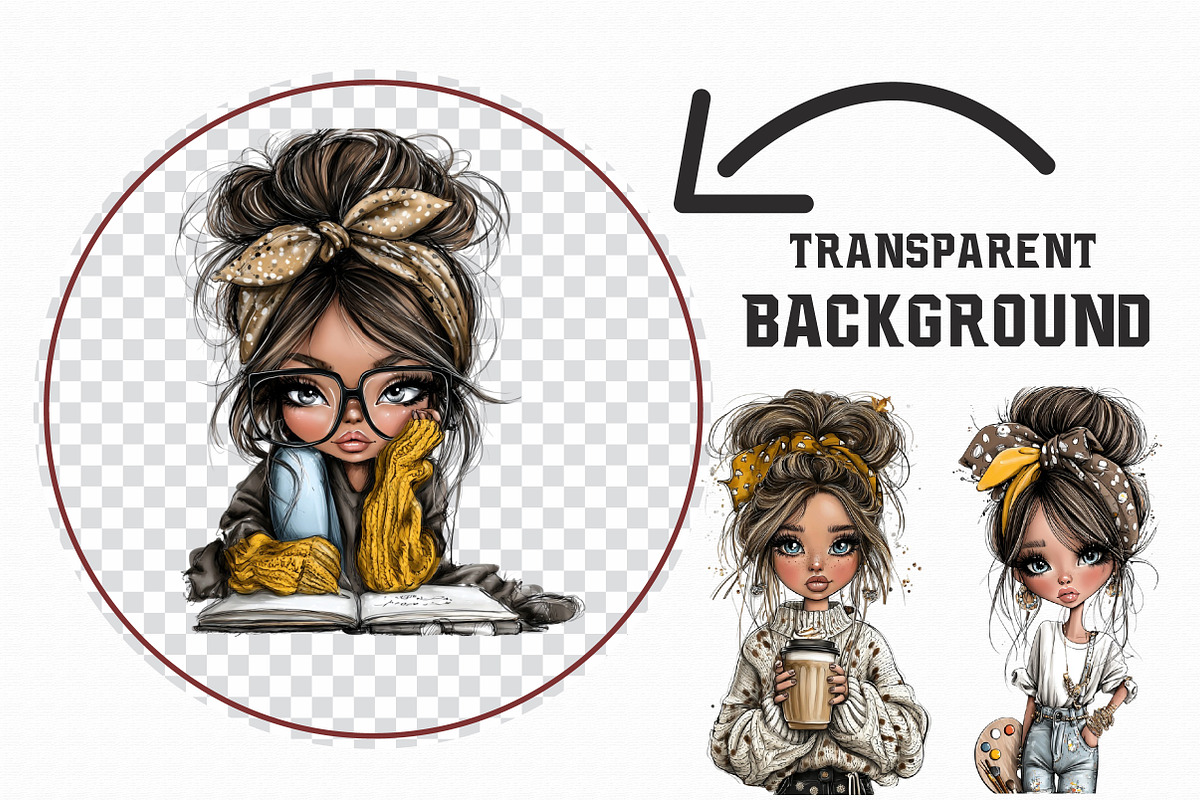 Watercolor Quirky Girl Clipart Bundl, an Illustration by Libby Wishes (Photo 4 of 6)