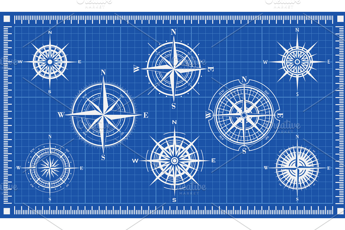 Compass roses or windroses vector, an Object Graphic by MSA-Graphics