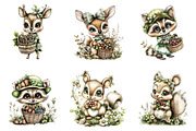 Summer Woodland Animals Clipart, an Illustration by SinaCreation (Thumbnail 2 of 9)