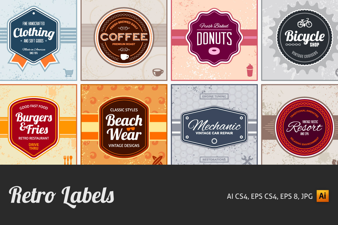 Retro labels, an Object Graphic by Ember Studio