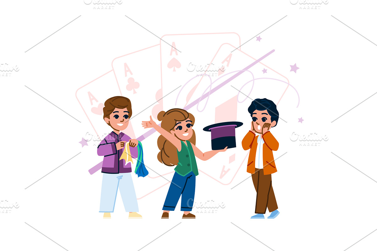 trick magic tricks hobby kid vector, a Person Illustration by pikepicture
