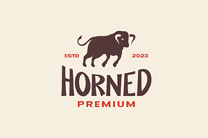 bull long horn angry silhouette logo, a Branding & Logo Template by devastd