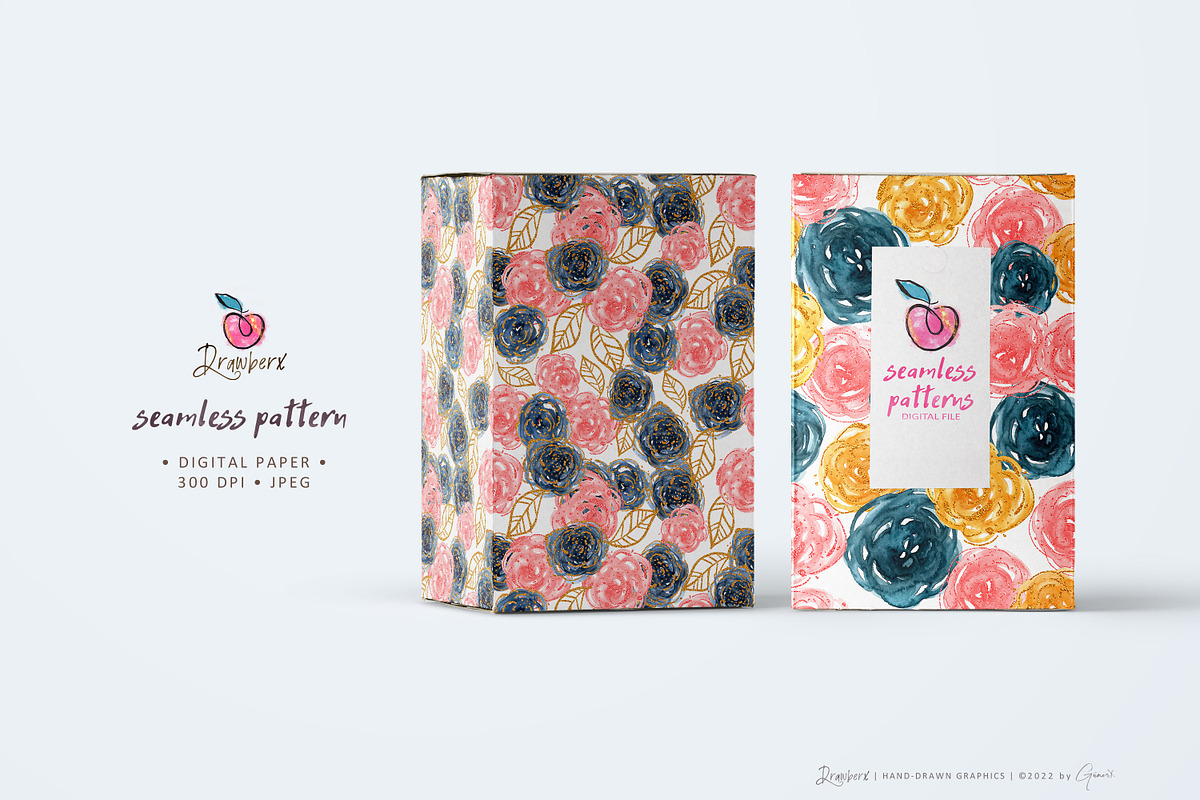 boho flowers, 8 Seamless Pattern 020, a Pattern Graphic by Drawberx (Photo 7 of 10)