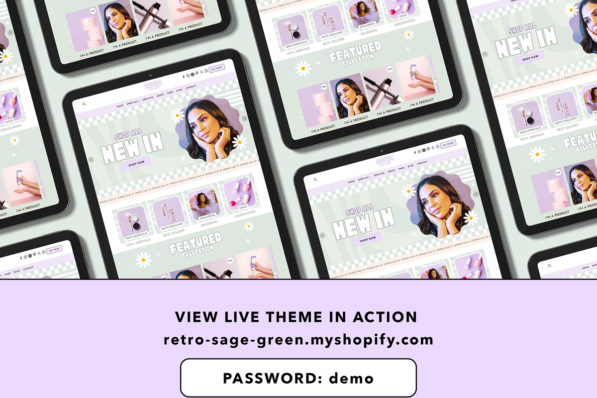 Retro Sage Green Shopify Theme, a Shopify Template by Template Twist Shop (Photo 3 of 8)