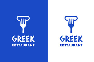 Fork With Greek Coloumn Pillar Logo, a Branding & Logo Template by funpixel