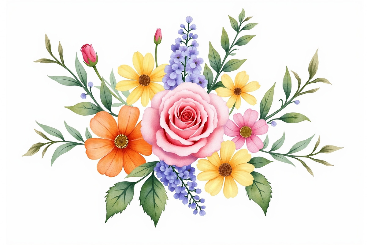 Pastel Floral Watercolor Art, an Illustration by jahid234 (Photo 5 of 11)