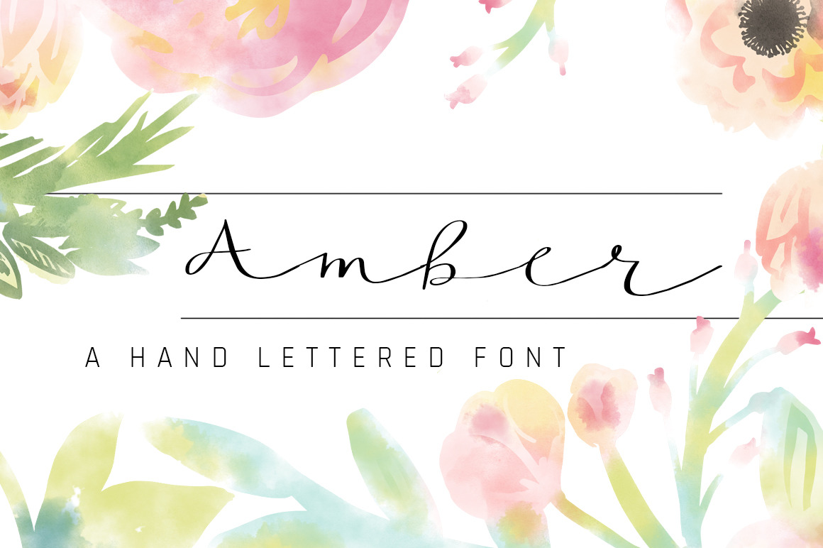 AMBER Hand Lettered Font, a Script Font by Rhonna Designs
