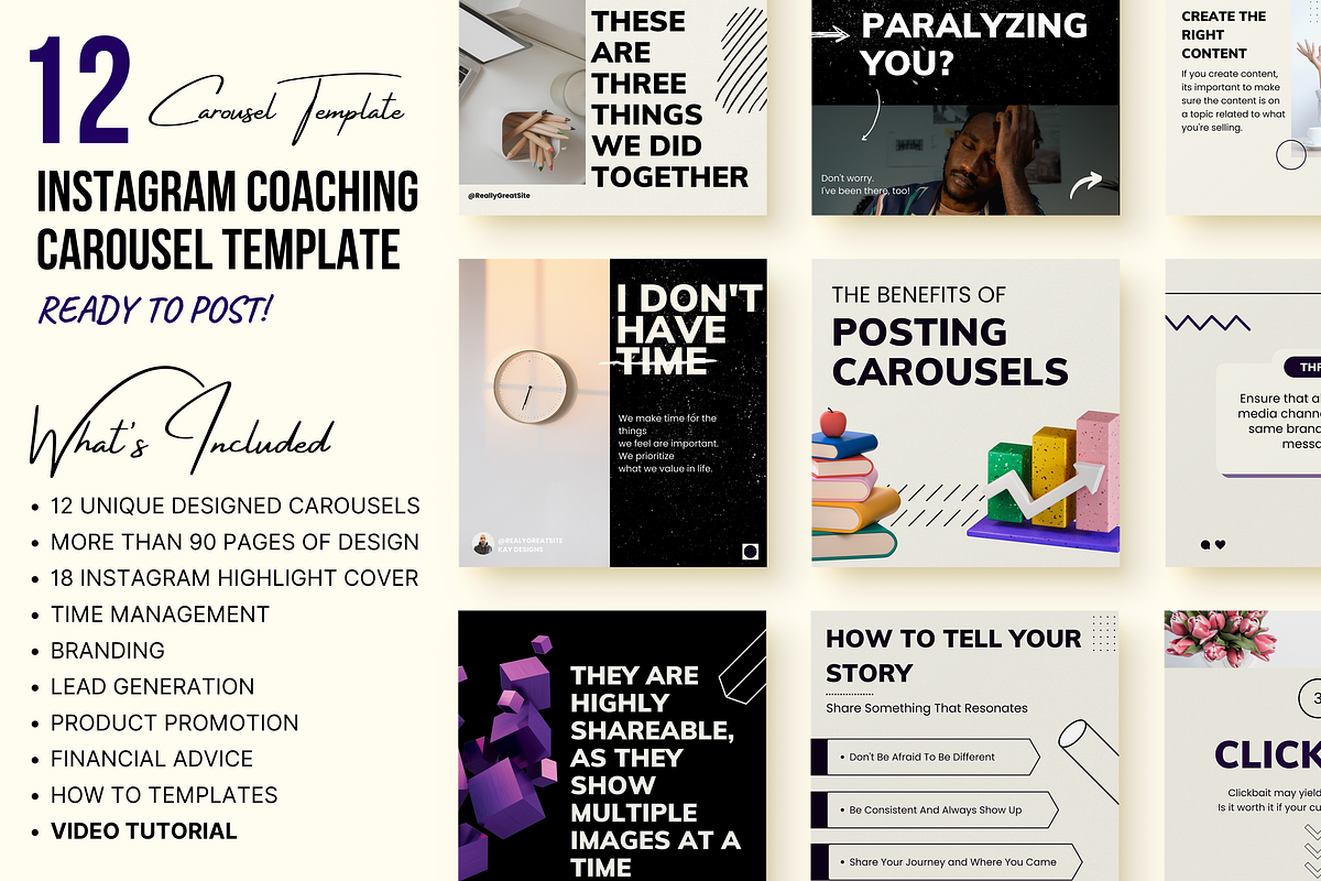 12 Instagram Carousel Templates, a Social Media Template by Kay Designs (Photo 3 of 6)