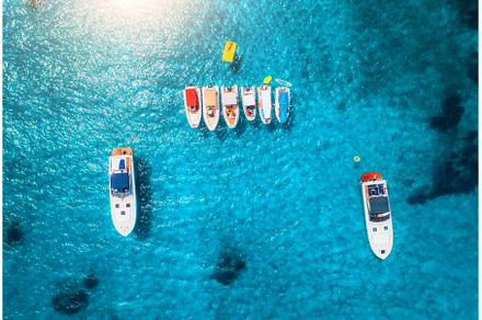 Aerial view of luxury yachts and, a Nature Photo by den-belitsky
