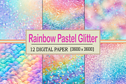Rainbow Pastel Glitter, a Pattern Graphic by Printable Treasure (Thumbnail 1 of 10)