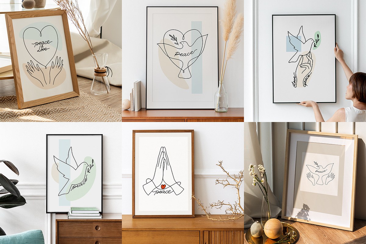 Peace and love line art illustration, an Illustration by Julia M. Watercolor (Photo 2 of 9)
