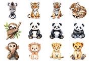 Watercolor Baby Jungle Animals, an Illustration by Design Market (Thumbnail 3 of 3)