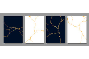 Kintsugi golden cracks, marble, a Decorative Illustration by Vector Tradition